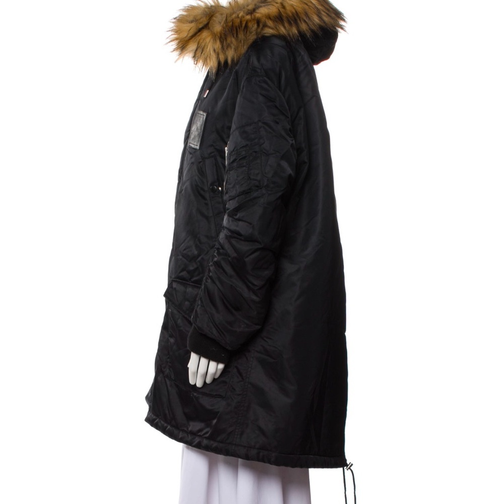 The Kooples Black Utility Jacket Parka with Faux Fur Trim GUC - Picture 8 of 9